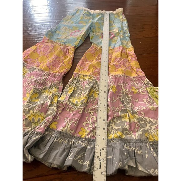 Mustard Pie Ruffle Bright Carousek crop Pants Sz 12 - Picture 2 of 5